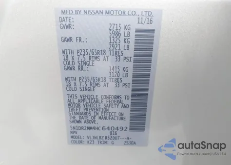 2017 Nissan Pathfinder S from USA, damaged, VIN 5N1DR2MM4HC640492